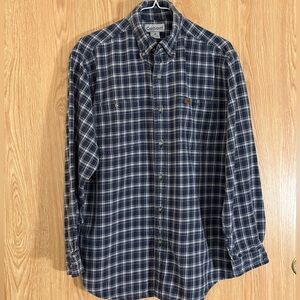 Carhartt Blue Plaid Button Down Casual Shirt